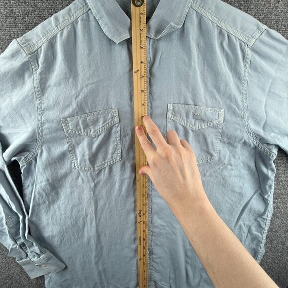 Tommy Bahama Medium Beach Tencel Cotton Hawaiian Blue Long Sleeve Button Up Men - Picture 3 of 16